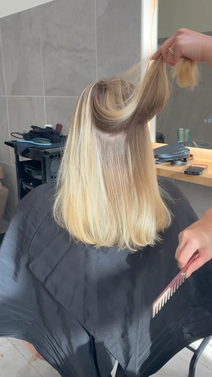 Blonde balayage lob — Tiff Hair St Kilda